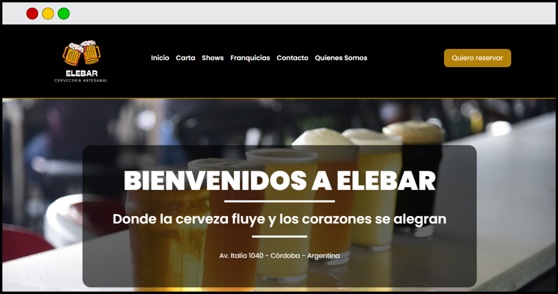 Portada de Página Web de EleBAR Cervecería